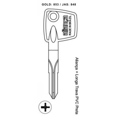 Aliança + Longa Trava PVC Preta - 848 - (PCT C/ 5 UNIDADES)