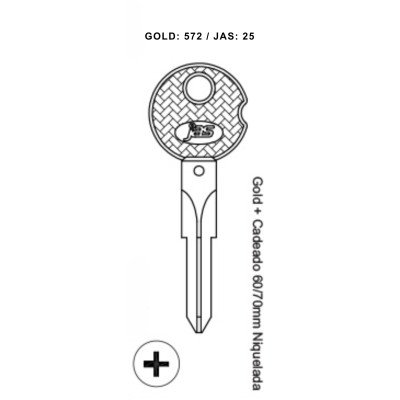 Gold + Cadeado 60-70mm Niquelada - 25 - (PCT C/ 5 UNIDADES)